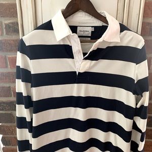 Men’s long sleeve rugby style navy and white shirt